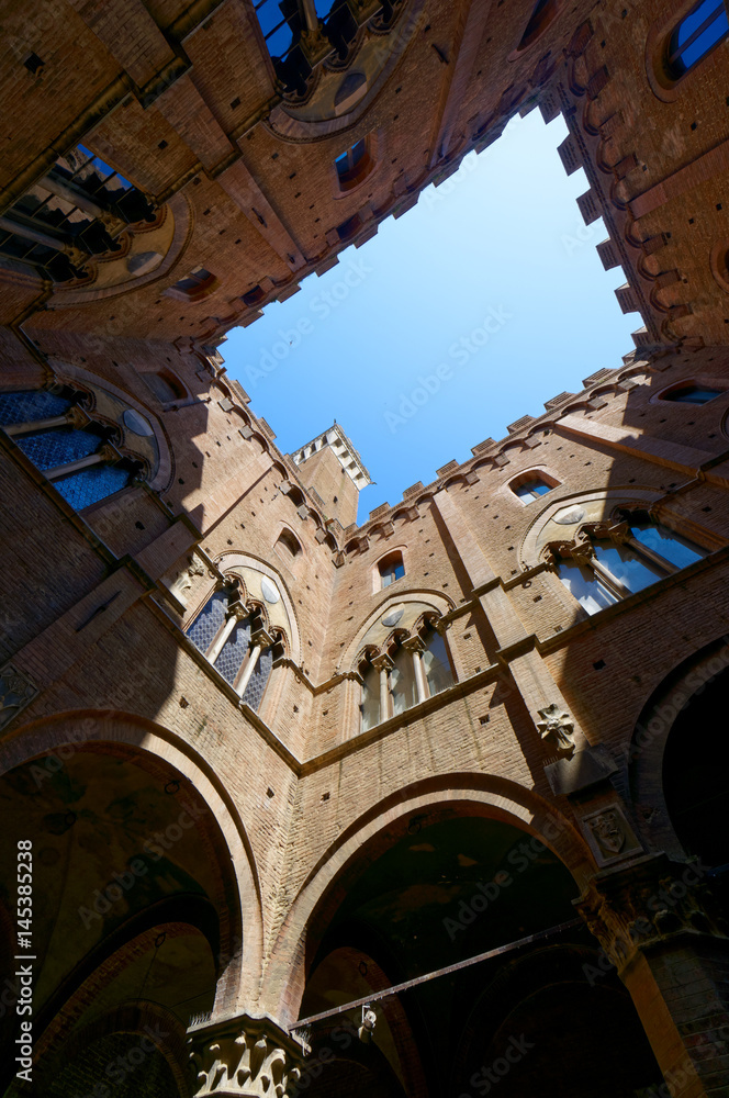 Inner yard of  Palazzo Pubblico, Siena, Tuscany, Italy