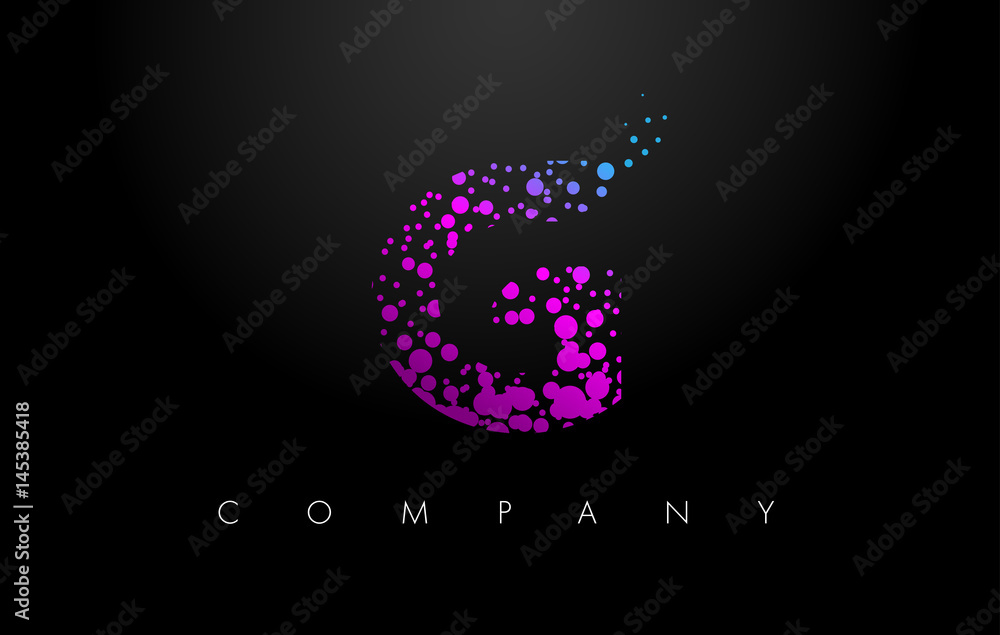 G Letter Logo with Purple Particles and Bubble Dots G Letter Logo with Purple Particles and Bubble Dots