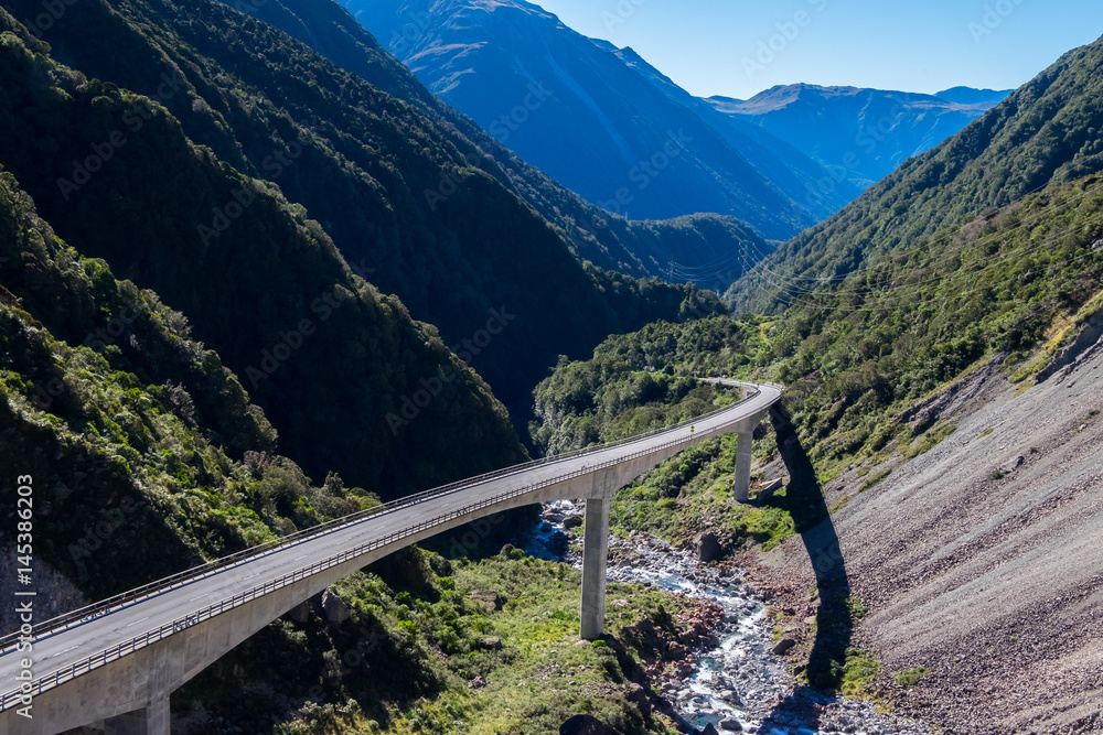 Fototapeta premium Otira Viaduct Lookout is located in Arthur's Pass National Park, South Island of New Zealand
