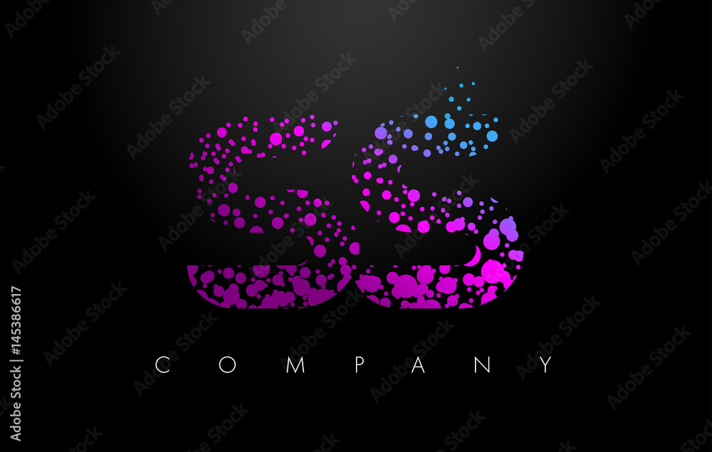 SS S S Letter Logo with Purple Particles and Bubble Dots
