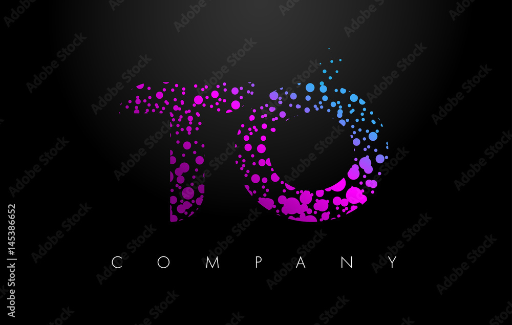 TO T O Letter Logo with Purple Particles and Bubble Dots TO T O Letter Logo with Purple Particles and Bubble Dots