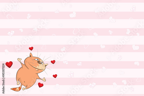 Valentines card with a Cute Tabby Cat illustration