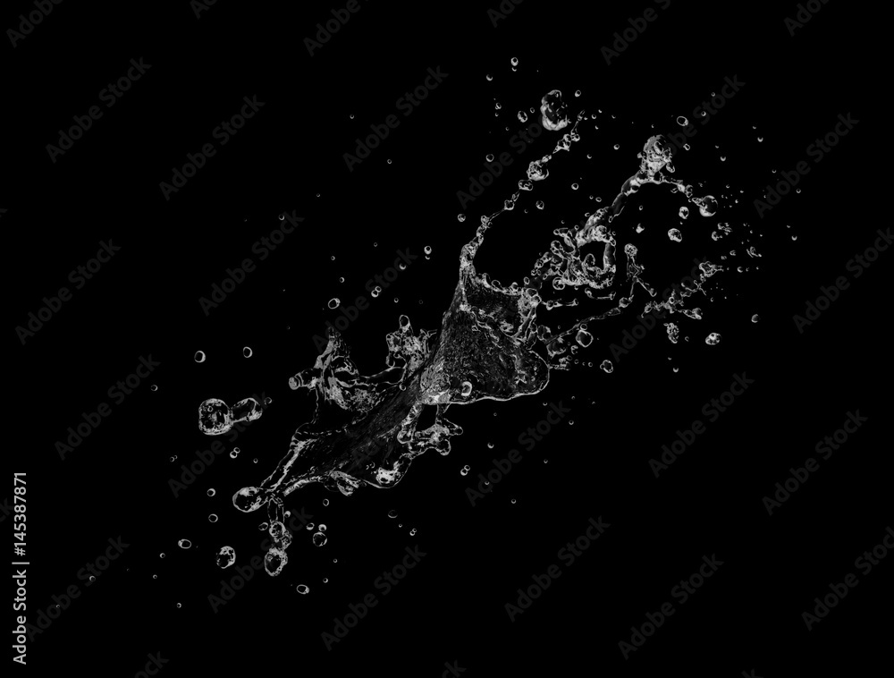 Water Splash isolated on black background