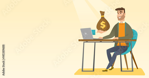 Businessman earning money from online business.