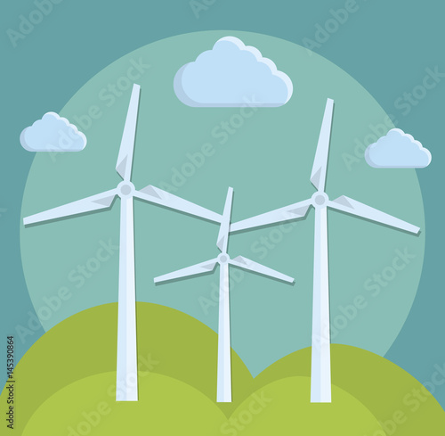 eolic turbines icon over blue background. colorful design. vector illustration