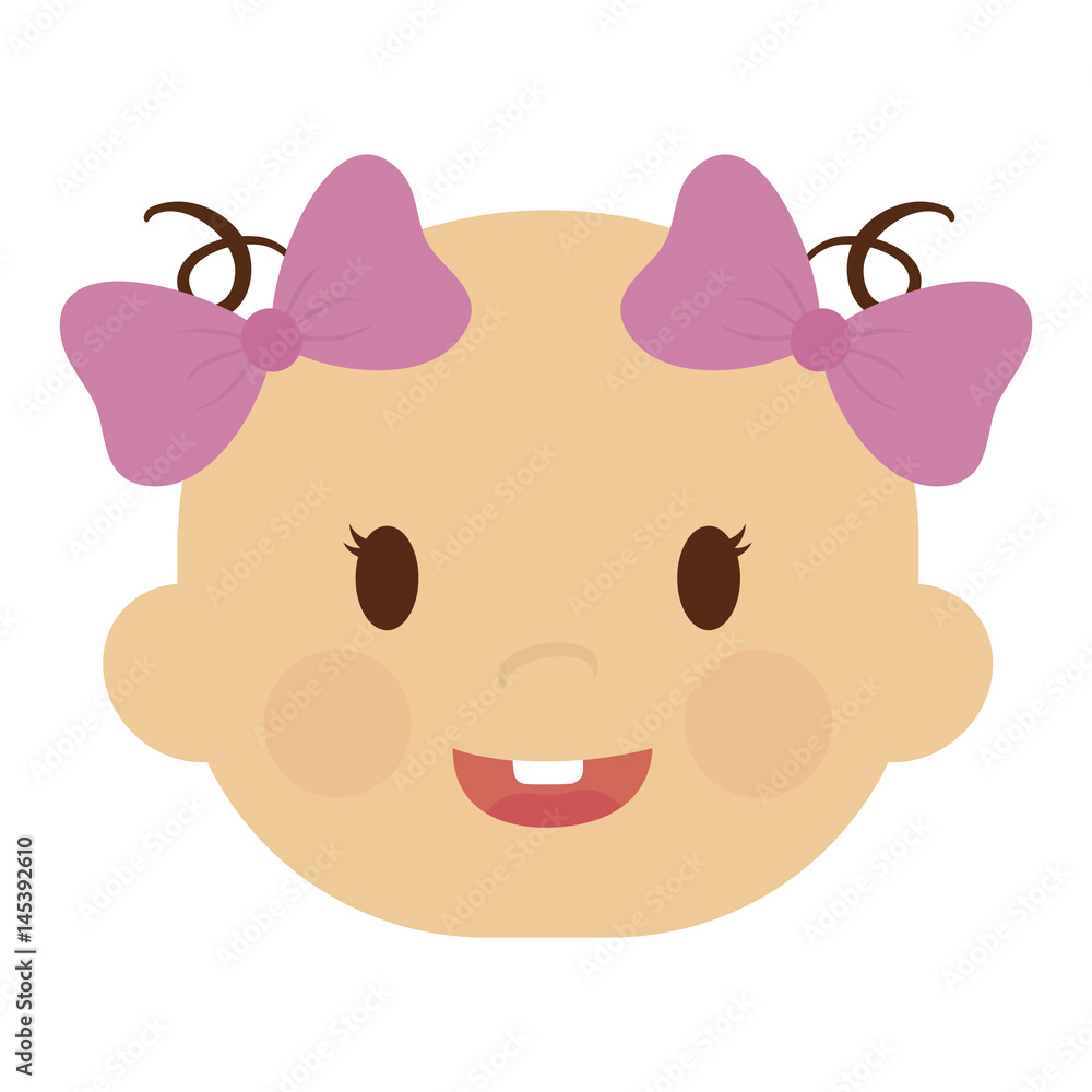 cute baby girl with pink bows, cartoon icon over white background. colorful design. vector illustration cute baby girl with pink bows, cartoon icon over white background. colorful design. vector illustration
