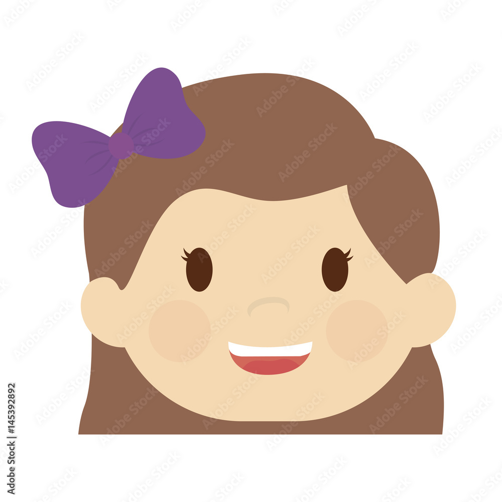 cute girl with purple bow cartoon icon over white background. colorful design. vector illustration cute girl with purple bow cartoon icon over white background. colorful design. vector illustration