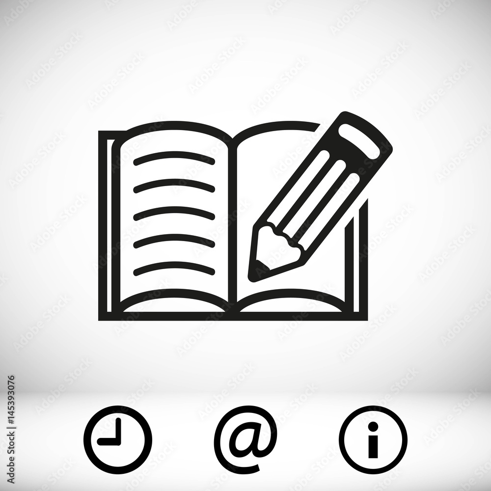 open book and pencil icon stock vector illustration flat design open book and pencil icon stock vector illustration flat design