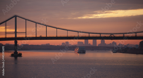 Dawn in kiev with a view of the Dnieper © serhii