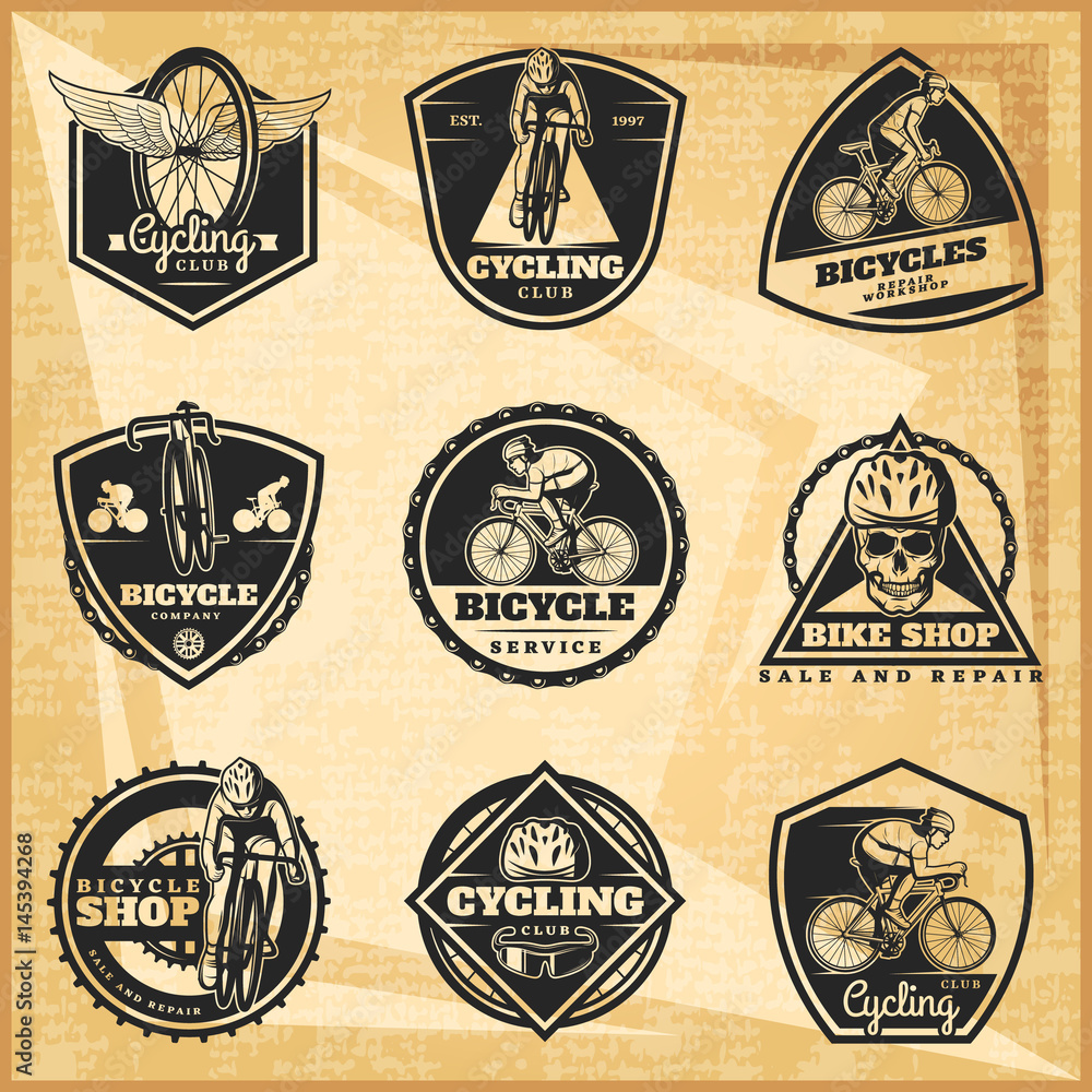 Black Biking Emblems Set Black Biking Emblems Set