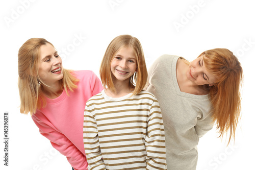 Cute girl with her mother a...