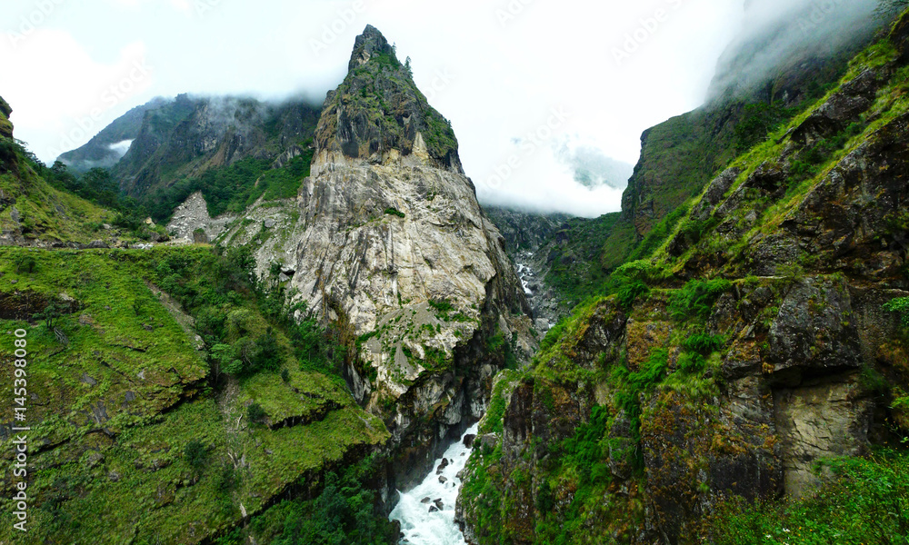 Deep canyon on Annapurna circuit trek, Nepal. Deep canyon on Annapurna circuit trek, Nepal.
