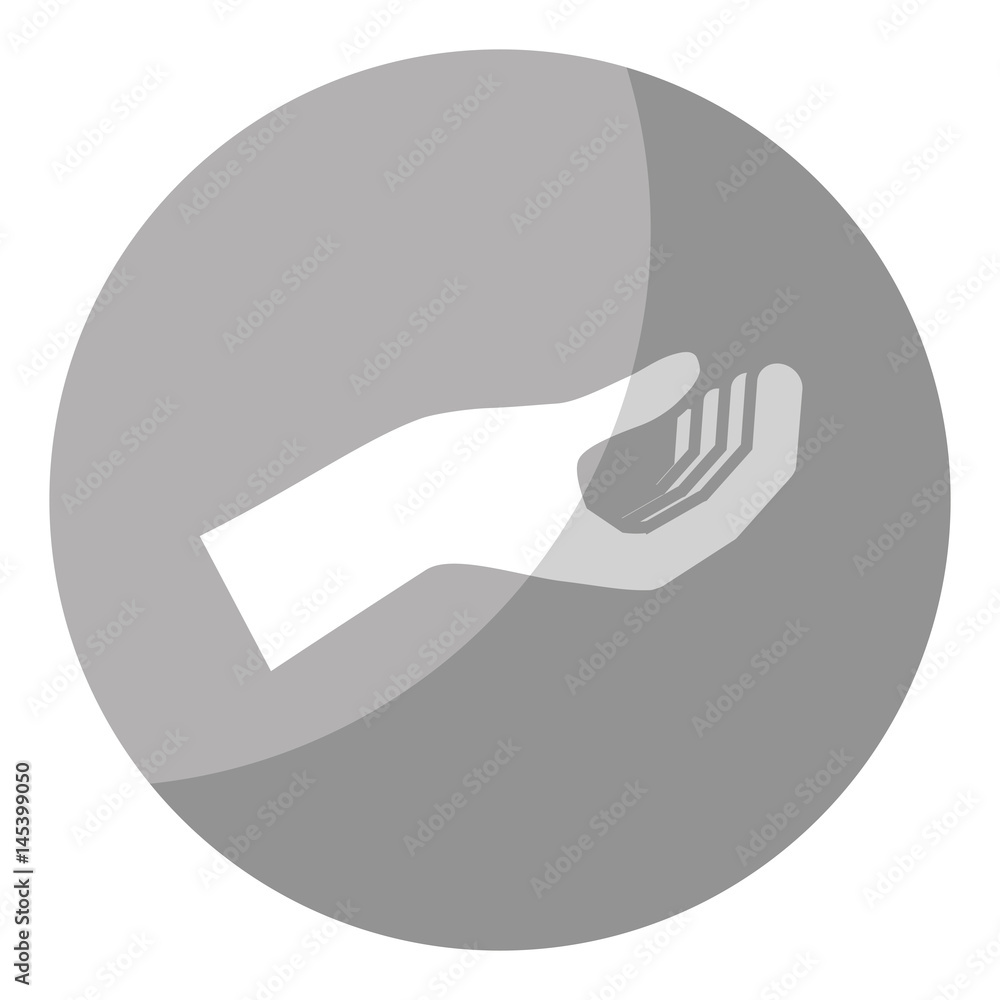 human hand icon over gray circle and white background. vector illustration human hand icon over gray circle and white background. vector illustration