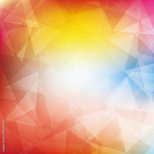 Bright pattern textured by triangles. Colorful vector background. CMYK colors