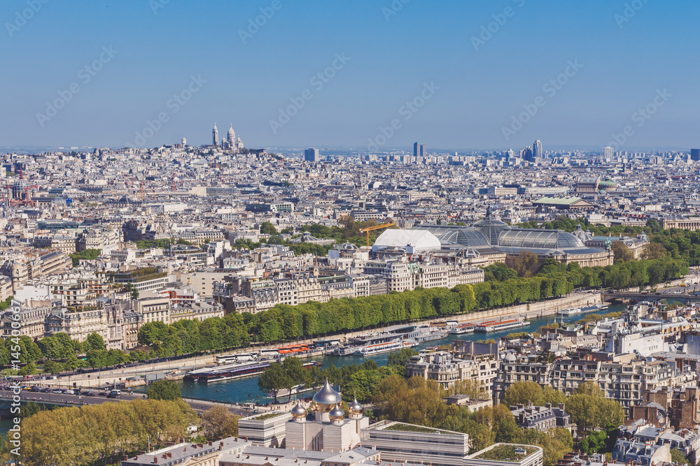  View from Eiffel Tower over river Sein