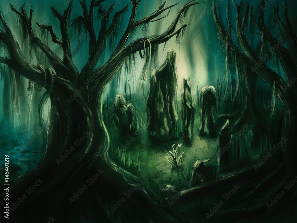 horror scenery painting