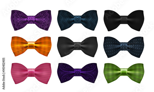 Bow tie collection. Bowtie, necktie symbol or icon. Vector illustration