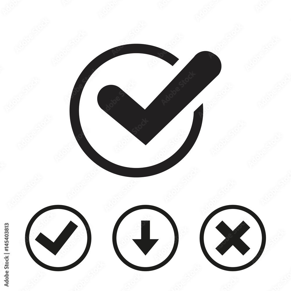 Confirm icons; vector illustration. Flat design style Confirm icons; vector illustration. Flat design style