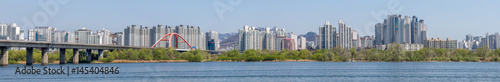 Panorama of a portion of the skyline of Seoul, South Korea with the Han River © Rex Wholster