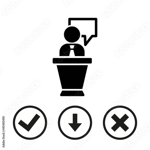lectern with microphone icon stock vector illustration flat design