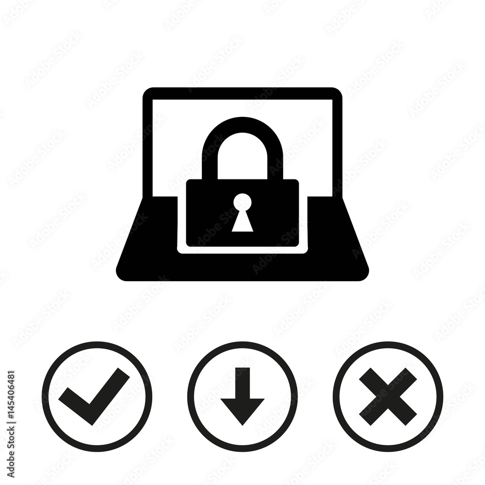 laptop lock icon stock vector illustration flat design laptop lock icon stock vector illustration flat design