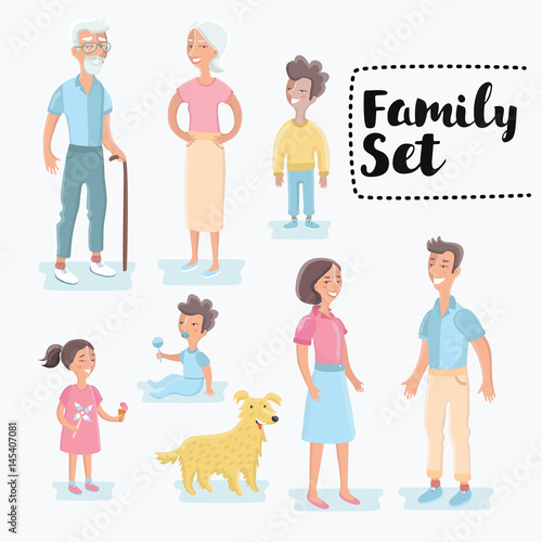 People generations at different ages. Man and woman aging - baby, child, teenager, young, adult, old people