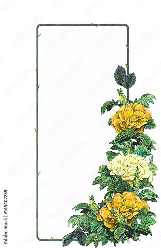 cartoon scene with beautiful and colorful flowers on white background