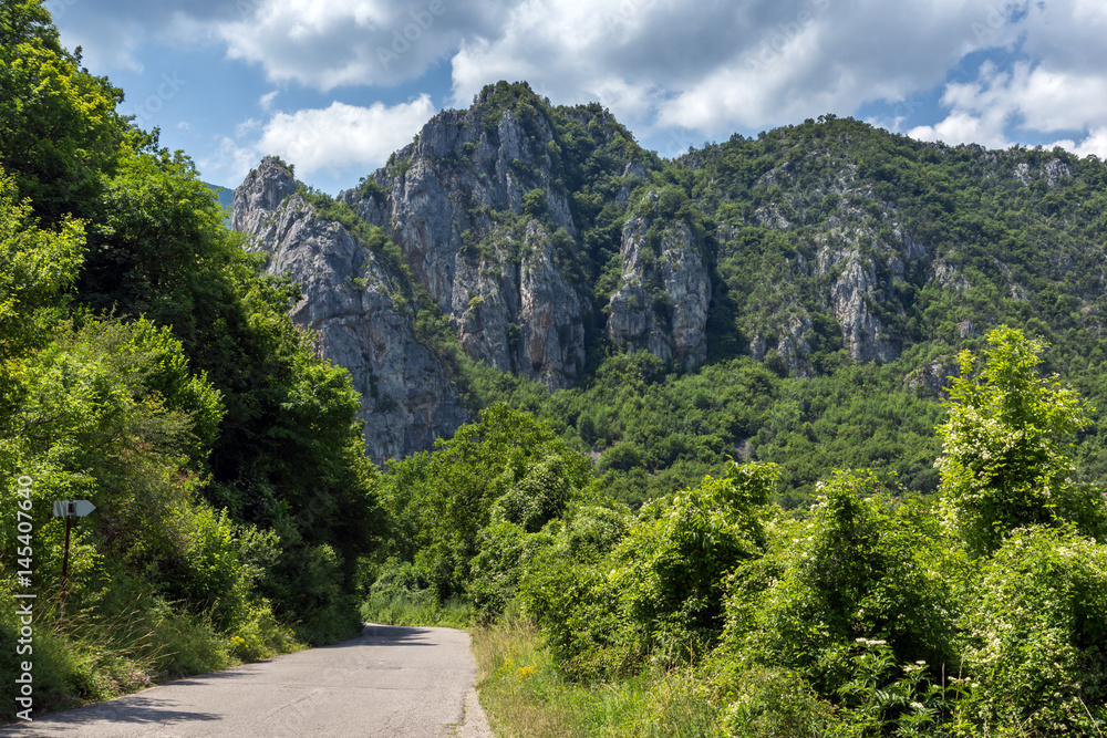 Panorama of Vlasi Village and rock formation of Jerma River Gorge, Dimitrovgrad Region, Serbia Panorama of Vlasi Village and rock formation of Jerma River Gorge, Dimitrovgrad Region, Serbia
