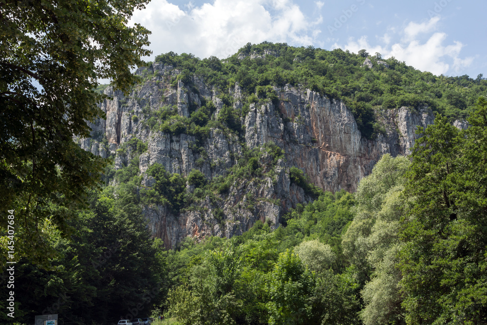 Panorama of Vlasi Village and rock formation of Jerma River Gorge, Dimitrovgrad Region, Serbia Panorama of Vlasi Village and rock formation of Jerma River Gorge, Dimitrovgrad Region, Serbia