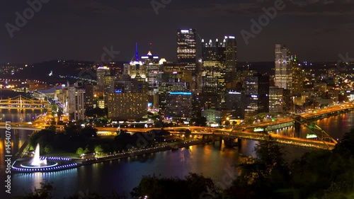Wallpaper Mural 4K Scenic Night Timelapse Of Pittsburgh, Pennsylvania, USA Skyline From Mount Washington Torontodigital.ca