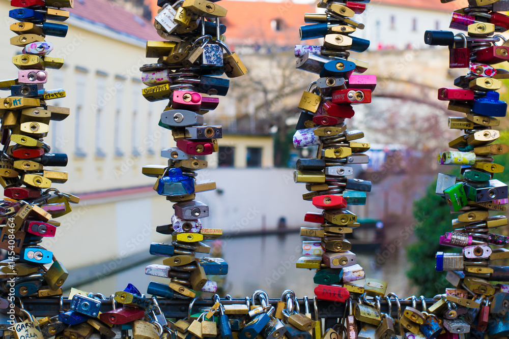 Locks on a bridge for love Locks on a bridge for love