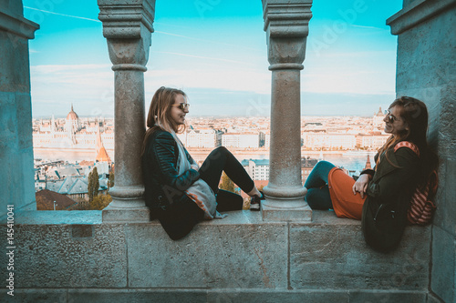 Photography Two people at Budapset Fisherman's Bastion, Hungary