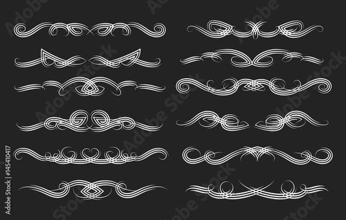 Swirl page dividers vector set. Decorative vintage filigree swirled ornaments
