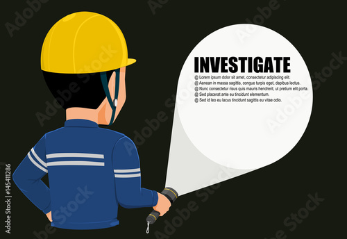 worker is using  flashlight
