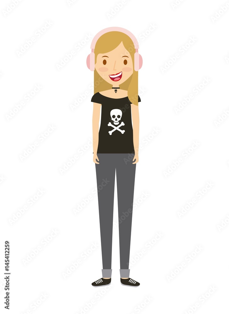 cartoon young girl smiling and wearing casual clothes icon over white background. colorful design. vector illustration cartoon young girl smiling and wearing casual clothes icon over white background. colorful design. vector illustration