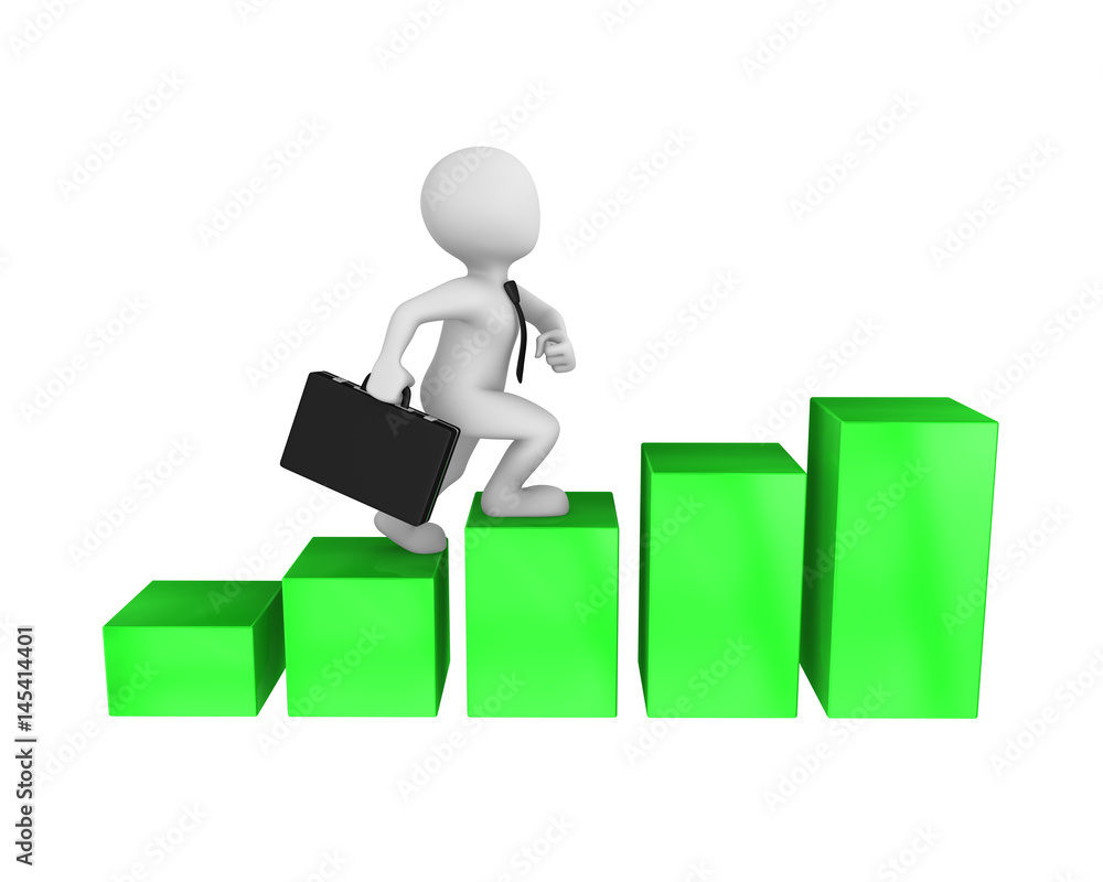 3d businessman and career growth concept. 3d businessman and career growth concept.