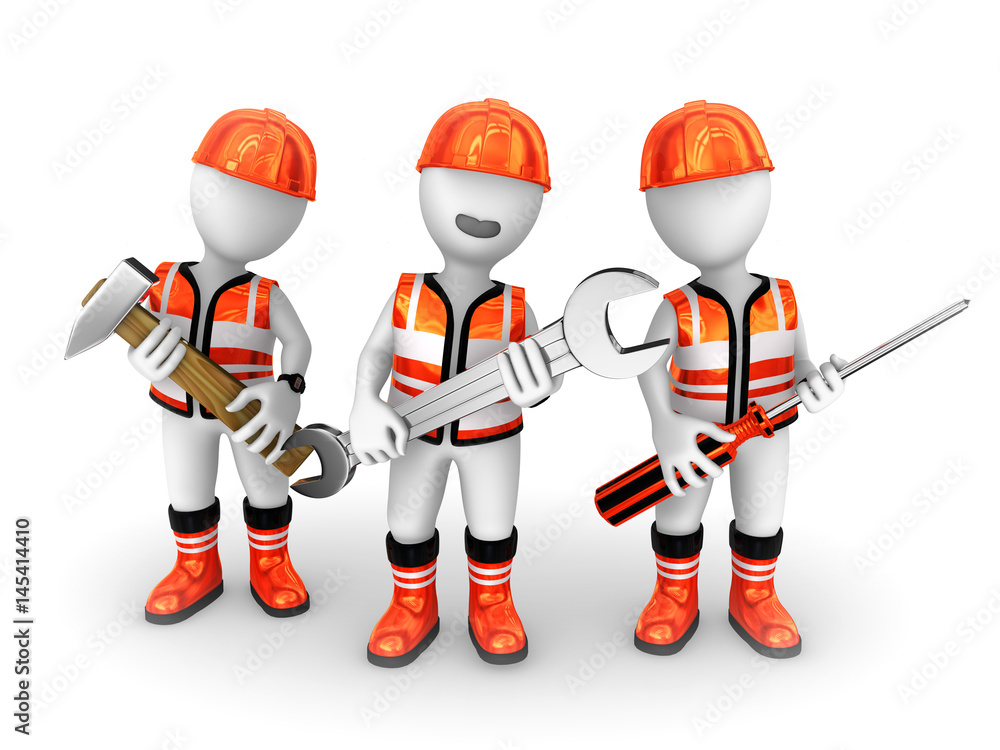 Fototapeta premium 3d builders with tools.