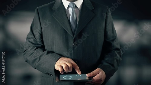 Businessman with Performance Management hologram concept photo