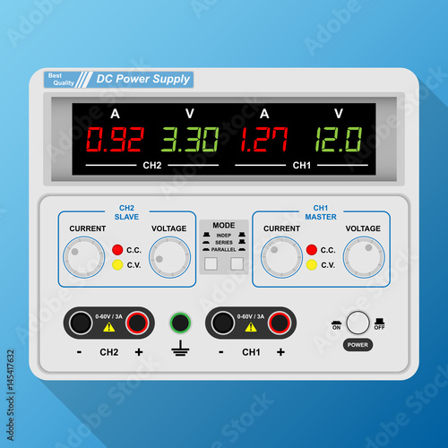 ac to dc switching power supply with connector for electronics and electrical testing vector