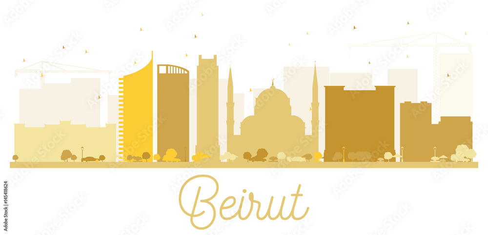 Fototapeta premium Beirut City skyline golden silhouette.