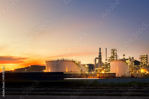 Oil Refinery factory in the morning , petrochemical plant , Petroleum. © Aunging
