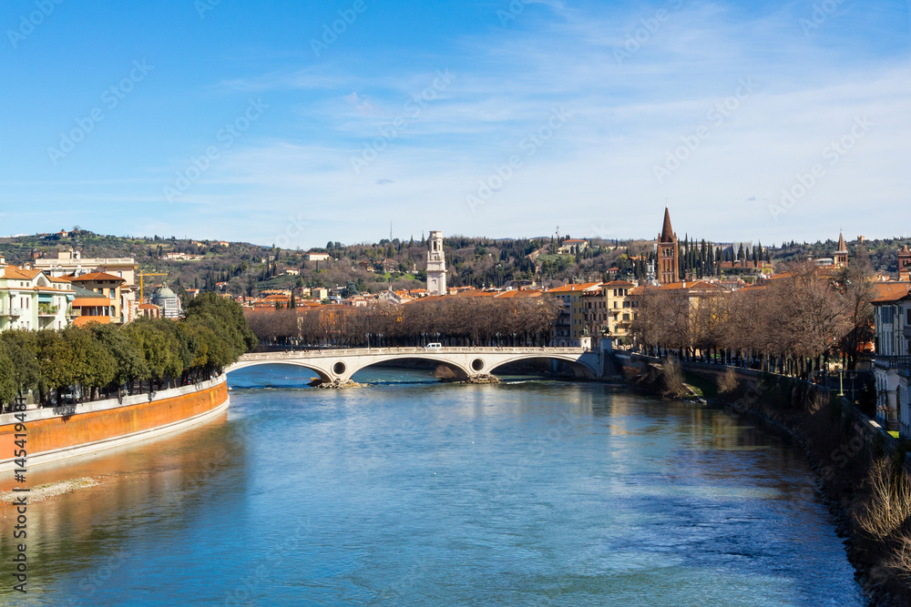 Obraz premium View of the Adige River in Verona Italy