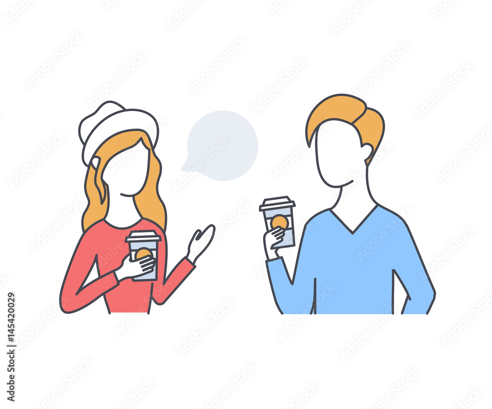 Vector illustration of woman and man with coffee Vector illustration of woman and man with coffee