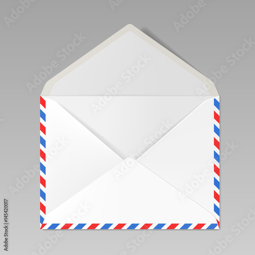 Open airmail envelope realistic mockup