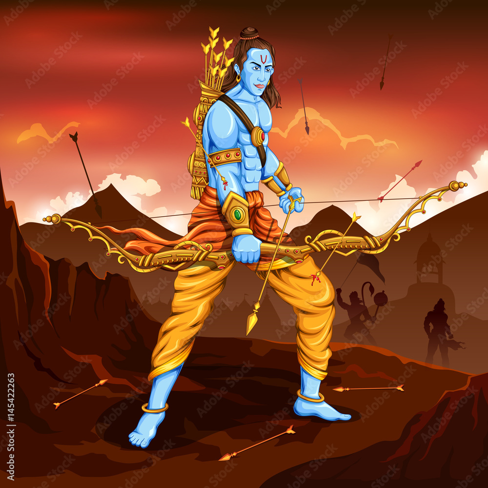 Lord Rama with arrow killing Ravana Stock Vector | Adobe Stock