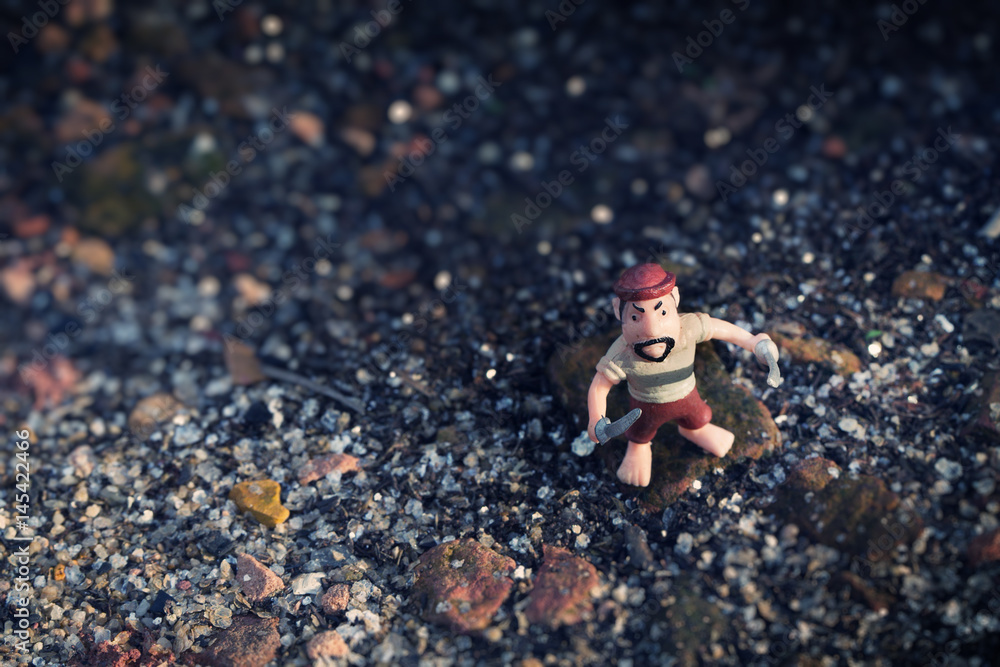 Fototapeta premium Plastic toy figurines as the pirate.