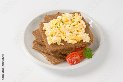 fitness bread with scrambled eggs