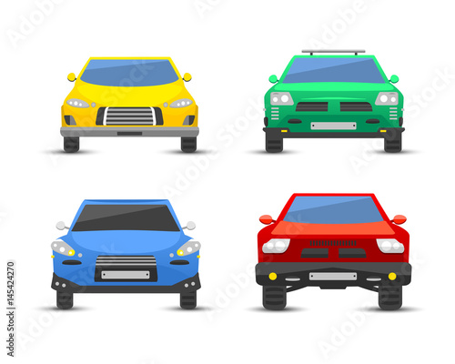 Flat car vehicle type design front view style vector generic classic business illustration isolated.