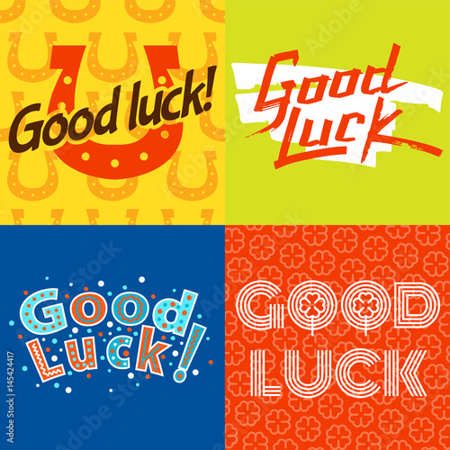 Wallpaper Mural Good luck text farewell vector lettering with lucky phrase background greeting typography. Torontodigital.ca