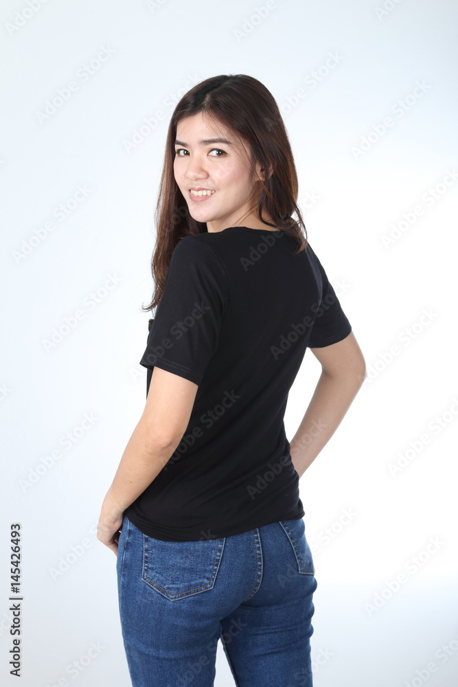 Close up of asia girl in blank t-shirt Close up of asia girl in blank t-shirt